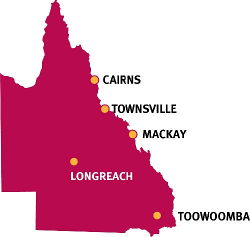 Regional office locations in Queensland.